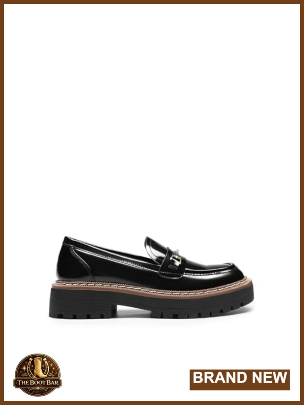 Platform Chunky Loafers Square Toe Horsebit Slip-On Faux Leather Work Shoes - Picture 2 of 6